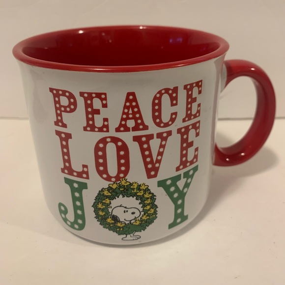 Peanuts Snoopy Holiday Ceramic Mug PEACE, LOVE,JOY - Picture 1 of 7